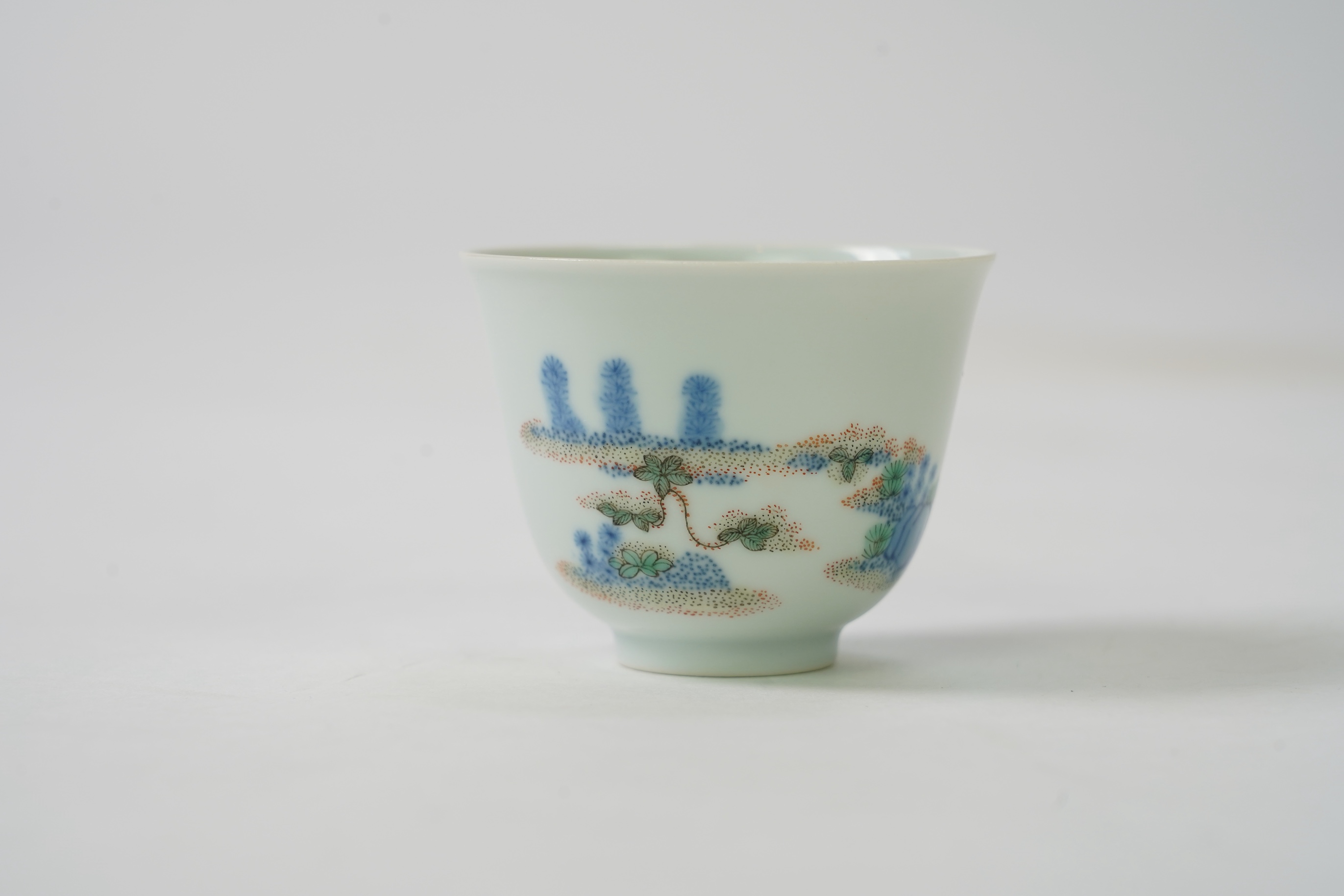 A Chinese inscribed wucai ‘month’ cup, Daoguang mark but later